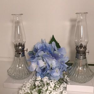 Vintage Set Of 2 Lamplight Farms Oil Lamps